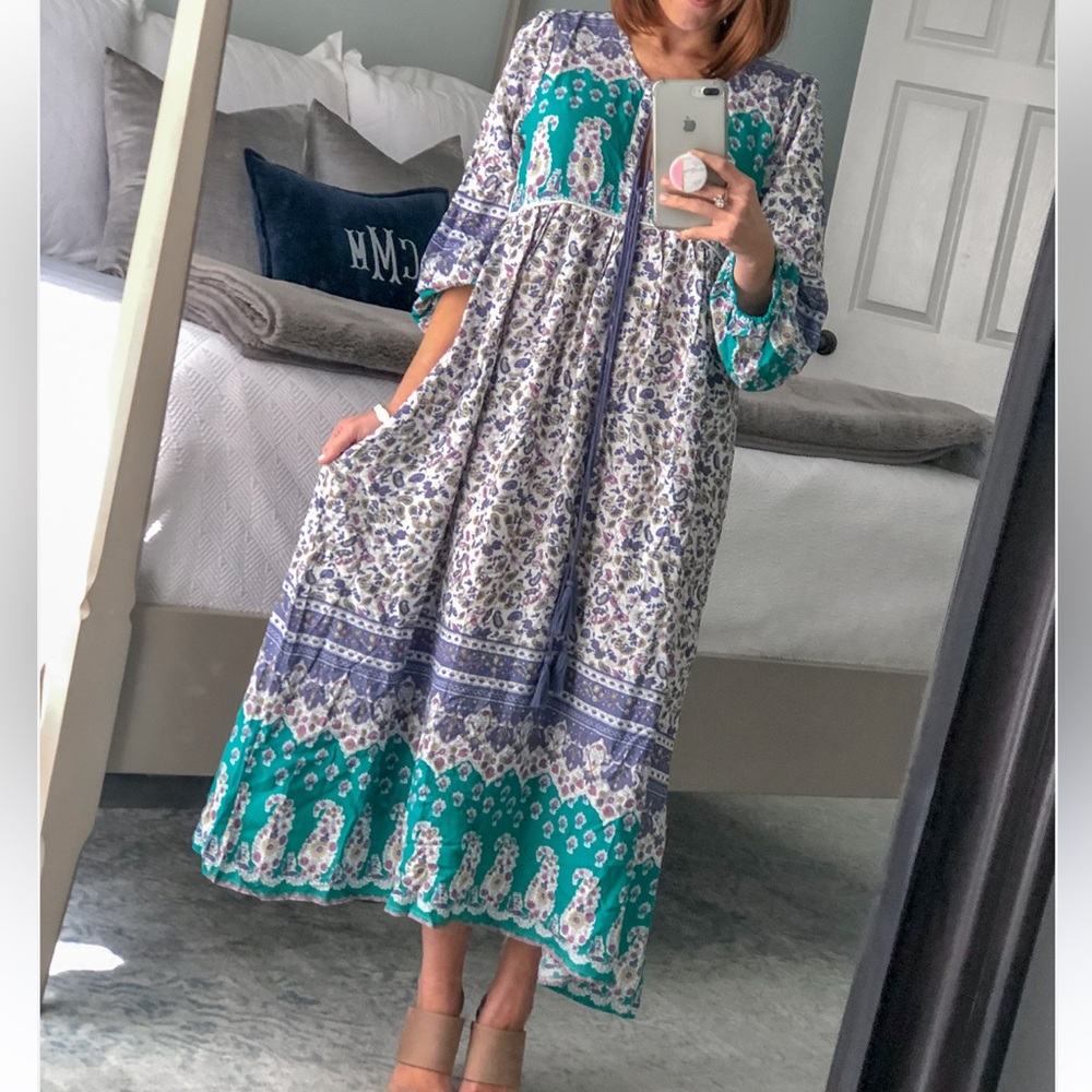 R. Vivimos bohemian floral paisley midi dress XS 0/2